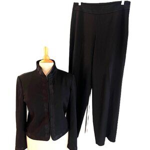 Linda Allard For Ellen Tracy Vintage Black Pants Suit Blazer Set Size 6 Wool